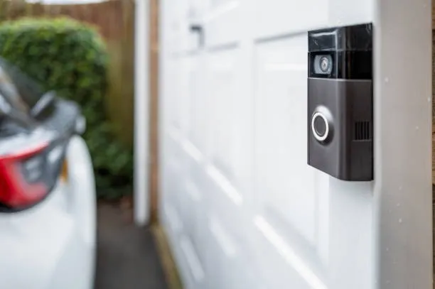 Imgi 9 Shallow Focus Of A Popular Battery Powered Wireless Doorbell And Integral Camera Seen Located Imgi 9 Shallow Focus Of A Popular Battery Powered Wireless Doorbell And Integral Camera Seen Located